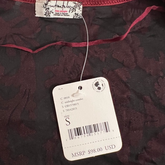 FREE PEOPLE Intimately NWT $98 Magic Night Bodysuit Velvet Burnout Whimsigoth S - Picture 5 of 15